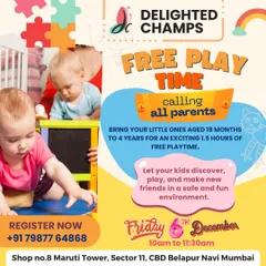 I invite you and your little one to experience our space with no commitment. This poster is for one of our free play time events, a perfect opportunity for toddlers to play, explore, and make new friends in a safe environment.