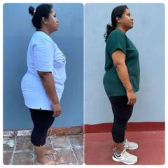 One year of hard work and dedication. This side-by-side comparison shows a dramatic change in body composition and posture.