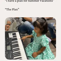 A toddler's summer plan: learning her first notes on the keyboard. Our classes for the little ones are all about playful discovery.