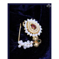 The 'Nathicha Nakhra' is real! This beautiful pearl and stone nath is a must-have for any Maharashtrian bride.