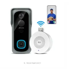 The Ozone WDB Video Doorbell system includes a wireless indoor chime. This ensures you hear the bell inside your home even if your phone is not nearby, while also connecting via Wi-Fi for remote answering.