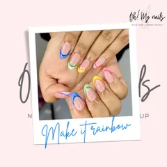 We gave the classic French manicure a playful and vibrant update. This design features a rainbow of colours, with each nail tip painted in a different bright hue for a look that’s cheerful, modern, and perfect for making a statement.