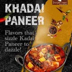Our Kadhai Paneer is full of flavours that sizzle and dazzle. We cook fresh paneer with bell peppers and onions in a spicy tomato based gravy.