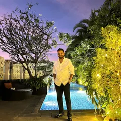 A beautiful Sangeet night by the pool. I curate specialized playlists for wedding events, blending traditional and modern music to celebrate the occasion.