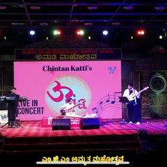 Here is my fusion band 'Urja' live in concert in Udupi. This image captures the scale and energy of our performances, where we blend traditional sitar with drums, bass, and keyboards for a powerful sound.