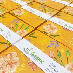 Festive corporate gifting made easy. These beautiful Dussehra gift boxes were customized with a branded sleeve for our client, Sunpac.