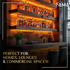 I love creating a warm, inviting glow. This rustic home bar design uses reclaimed wood panels and warm under-shelf LED lighting to create a cozy yet refined atmosphere. It’s the perfect spot for showcasing a whiskey collection and settling in for the evening.
