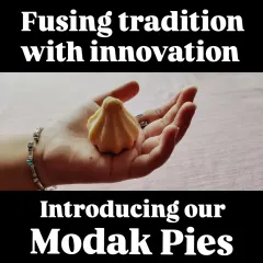 For Ganeshotsav, I wanted to create something new while honouring tradition. This is my Modak Pie, which has a baked, pie-crust shell holding the classic coconut and jaggery filling. It’s my way of fusing innovation with the flavours we all love.