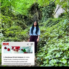 I was delighted to be featured in Hello! India magazine, where I discussed 5 reasons to include berries in your diet during the summers, highlighting their antioxidant and immunity-boosting properties.