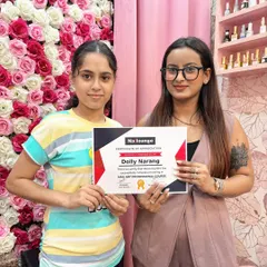 Presenting Dolly Narang with her certificate of appreciation. She has successfully completed her professional training and is ready for the industry.
