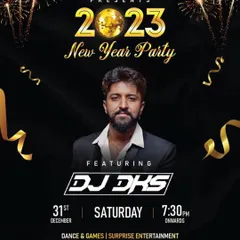The official poster for the 2023 New Year Party hosted by the Youth Wing at Bunts Sangha. These family-friendly, large-scale gatherings are a fantastic way to ring in the new year.
