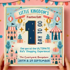 The final countdown! This graphic was posted the day before our Festive Edit, building excitement for the ultimate kid's shopping experience in Bangalore.