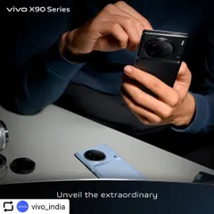Styling for the launch of the Vivo X90 Series mobile phone. We chose a sleek, dark blue sweatshirt for the model to create a sophisticated and modern aesthetic that matches the high-tech product.