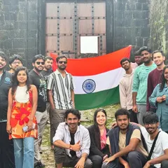 Another shot of our Independence Day group at the ancient Kodachadri fort gate. Trekking with us is a great way to meet new people.