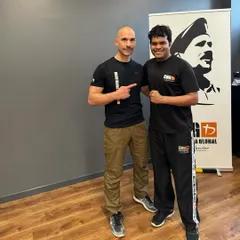 Our Regional Head, Rhys Vaz, with Krav Maga Global CEO Jan Tevini in Milan, strengthening our connection to the global KMG leadership.