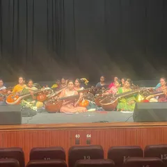 Rehearsal in full swing for our big show at Chowdiah Memorial Hall. It takes a lot of coordination to get a large veena ensemble ready, but the result is always worth it.