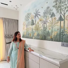 A closer look at the stunning 3D wall mural. The intricate details and textures create a sense of depth and movement, making the wall feel alive. It’s a testament to my mother's incredible skill and dedication to her craft.