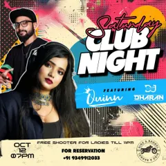 A poster for a Saturday Club Night in Chennai, showing that I travel across the country for my performances.