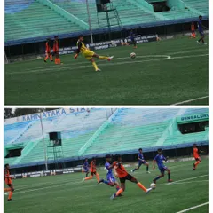 Action from a U-17 match, showcasing a powerful kick from our goalkeeper and a dynamic midfield play. My training covers every position on the field with specialized drills.