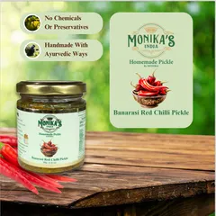 My Banarasi Red Chilli Pickle is handmade using Ayurvedic principles, ensuring that the flavour and nutrients are preserved naturally. There are absolutely no chemicals or artificial preservatives, just pure, spicy goodness.