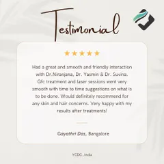 This client was very happy with her GFC treatment and laser sessions, noting the smooth and friendly interaction with our doctors and the great results.