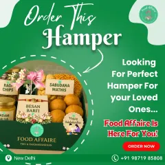 Looking for the perfect hamper for Teej and Rakshabandhan? This one is a customer favorite, filled with a mix of healthy snacks like Ragi Chips and Sabudana Mathis, and traditional sweets like Besan Barfi.