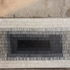 A straight-on view of the 8ft x 4ft textured gradient painting. This perspective really shows the meticulous detail and the subtle shifts in color from light to dark.