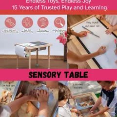 The Ariro Sensory Table is a versatile learning tool for toddlers. With removable bins for sand or water and a paper roll for drawing, it's a contained space for messy, creative, and sensory play.