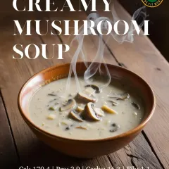 Indulge in my Creamy Mushroom Soup. It's rich and satisfying, yet still macro-friendly, offering a comforting taste without the guilt.