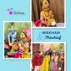 Makhan and mischief. Dressed as little Krishnas, our children playfully re-enact stories, connecting with the festival's traditions in a fun and memorable way.