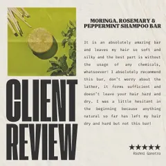 We love hearing from our customers. This review for our Moringa, Rosemary & Peppermint Shampoo Bar highlights how it leaves hair soft and silky without any harsh chemicals, which is exactly what we aim for with our natural formulas.