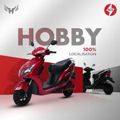 A campaign graphic for the SES Hobby scooter, compositing multiple shots we took to create a dynamic marketing visual.
