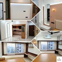 A glimpse into one of our latest projects, highlighting a cozy bedroom window seat, a stylish dressing table area, and an open-plan kitchen and living space.