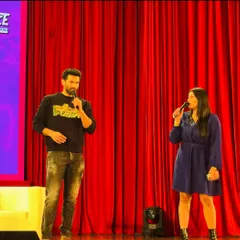 A moment on stage with Bollywood heartthrob Aditya Roy Kapur at IIT Bombay's Mood Indigo. I ensure a comfortable and engaging atmosphere for celebrity appearances.
