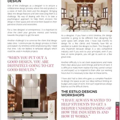 Here, I talk about the challenges designers face, from managing client expectations to the importance of a clear design process. I also introduce the motivation behind starting the Estilo Designs workshops.