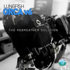 The complete Lungfish Orca v6 Rebreather system, a high-performance setup for serious divers. Its advanced electronics, ultra-quiet operation, and world-class reliability make it the ultimate rebreather for extended underwater adventures.
