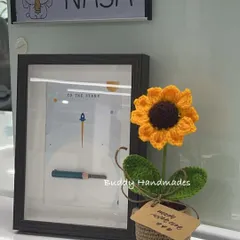 One of my crochet sunflower pots brightening up a desk at NASA. It makes me so happy to see my creations in such cool and inspiring places.