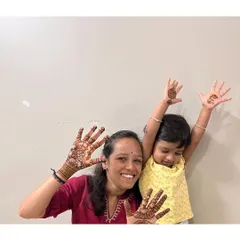 My favorite little client posing with her Diwali mehendi. It brings me so much joy to see the happiness on their faces.
