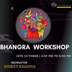 The official poster for one of my popular Bhangra workshops. I regularly host these sessions for anyone looking to learn this energetic dance form in a fun and supportive environment.