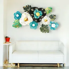 The same floral piece, demonstrating how it can serve as the perfect artistic focal point above a modern sofa.