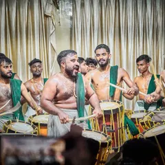 The peak moment of a performance, where the energy of the entire team comes together in a powerful crescendo. This is the raw, unfiltered passion of a live Chenda Melam.