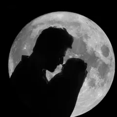 A father's gentle love, captured in a stunning silhouette against the moon. A perfect companion to the mother and child portrait.