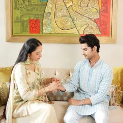 This Raksha Bandhan, honor the unbreakable bond between siblings with meaningful traditions. A sister ties a rakhi, with my elegant silverware and decor adding a touch of grace to this timeless moment.