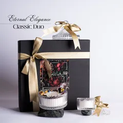 My 'Eternal Elegance: Classic Duo' gift set, featuring two stunning crystal jar candles in a premium black box. This is the epitome of luxury and charm, perfect for a sophisticated gift.