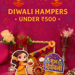 Happy Diwali Hampers under ₹500! This graphic showcases one of our cute and festive options that is perfect for bulk gifting without breaking the bank.