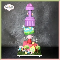 This gravity-defying Peppa Pig cake is a perfect example of how I love to play with structure and imagination. The whimsical, offset tiers bring the playful world of Peppa to life, creating a magical and surprising centerpiece that delights both children and adults.