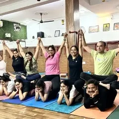 We believe in building a strong, supportive community. This human pyramid from our YTTC batch shows the trust, teamwork, and fun we have while learning together.