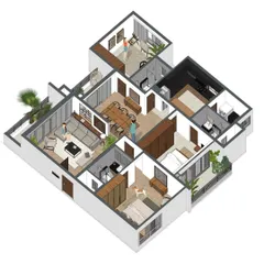 An isometric 3D floor plan of the 'Ikigai Living' apartment. This visual helps clients understand the spatial flow, furniture layout, and our strategy of using minimal interventions to achieve maximum impact.