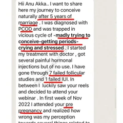 This student was trapped in a cycle of trying, stress, and failed treatments, including 7 follicular studies and 1 failed IUI. My webinar helped her change her perception and conceive naturally.