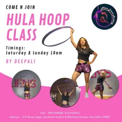 Join our weekend hula hoop class! This graphic gives you all the details for our fun-filled sessions led by our talented instructor, Deepali.